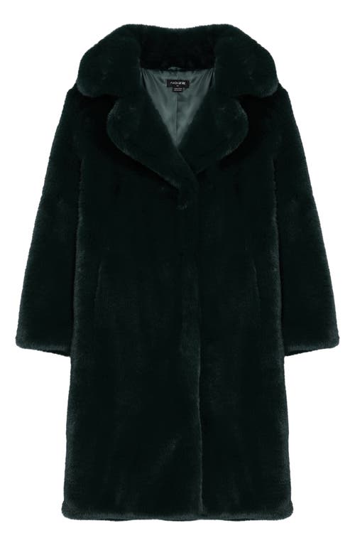 Noize Savannah Faux Fur Longline Coat In Green