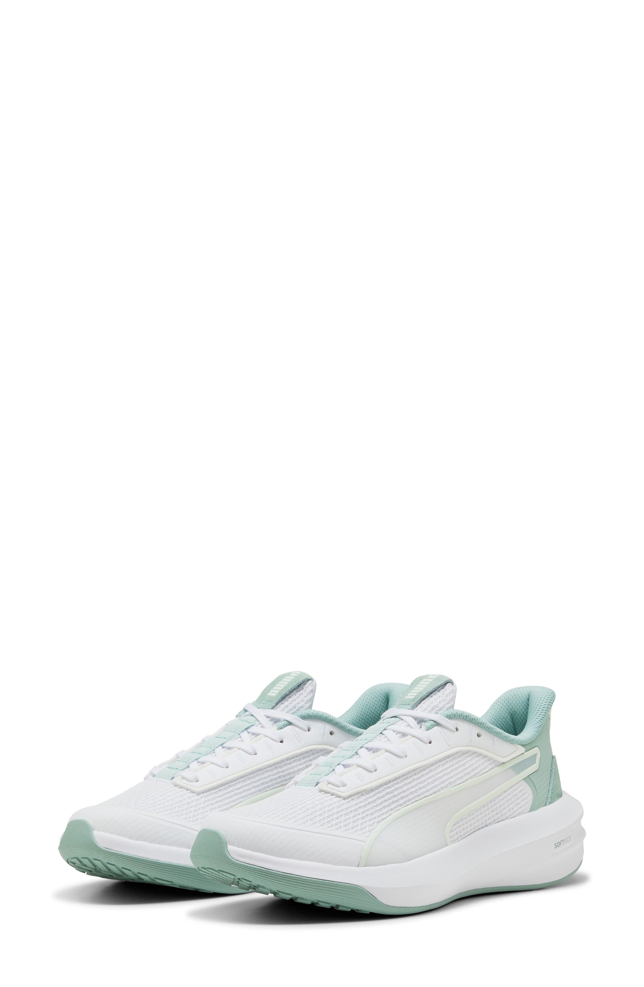 Softride Courtney Running Shoe, Main, color, PUMA WHITE/ LIGHT MOSS/ SAGE