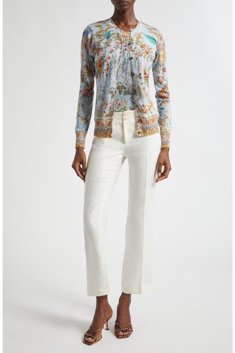 Linen Ankle Flare Trousers, Alternate, color, BIANCO NATURALE