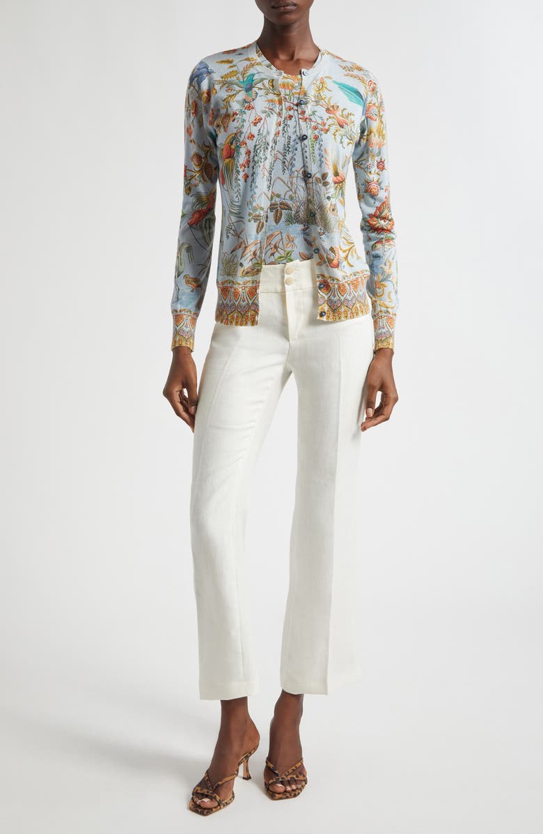 Etro Linen Ankle Flare Trousers, Alternate, color, Bianco Naturale