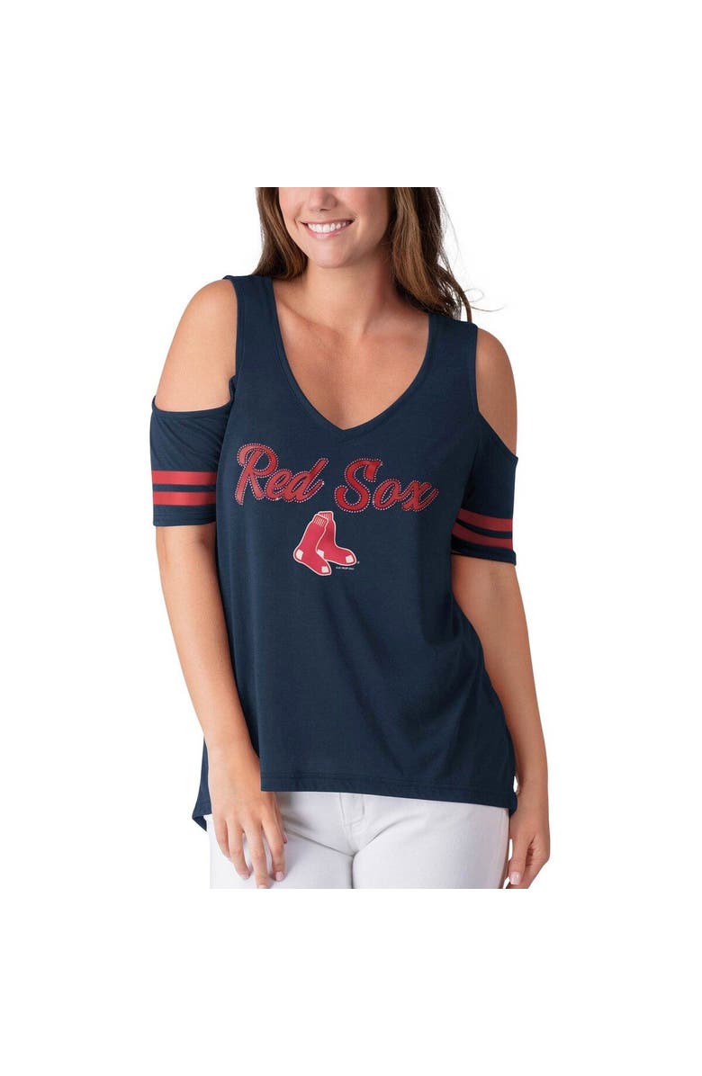 G-III 4HER BY CARL BANKS Women's G-III 4Her by Carl Banks Navy Boston Red Sox Extra Inning Cold Shoulder T-Shirt, Alternate, color, 