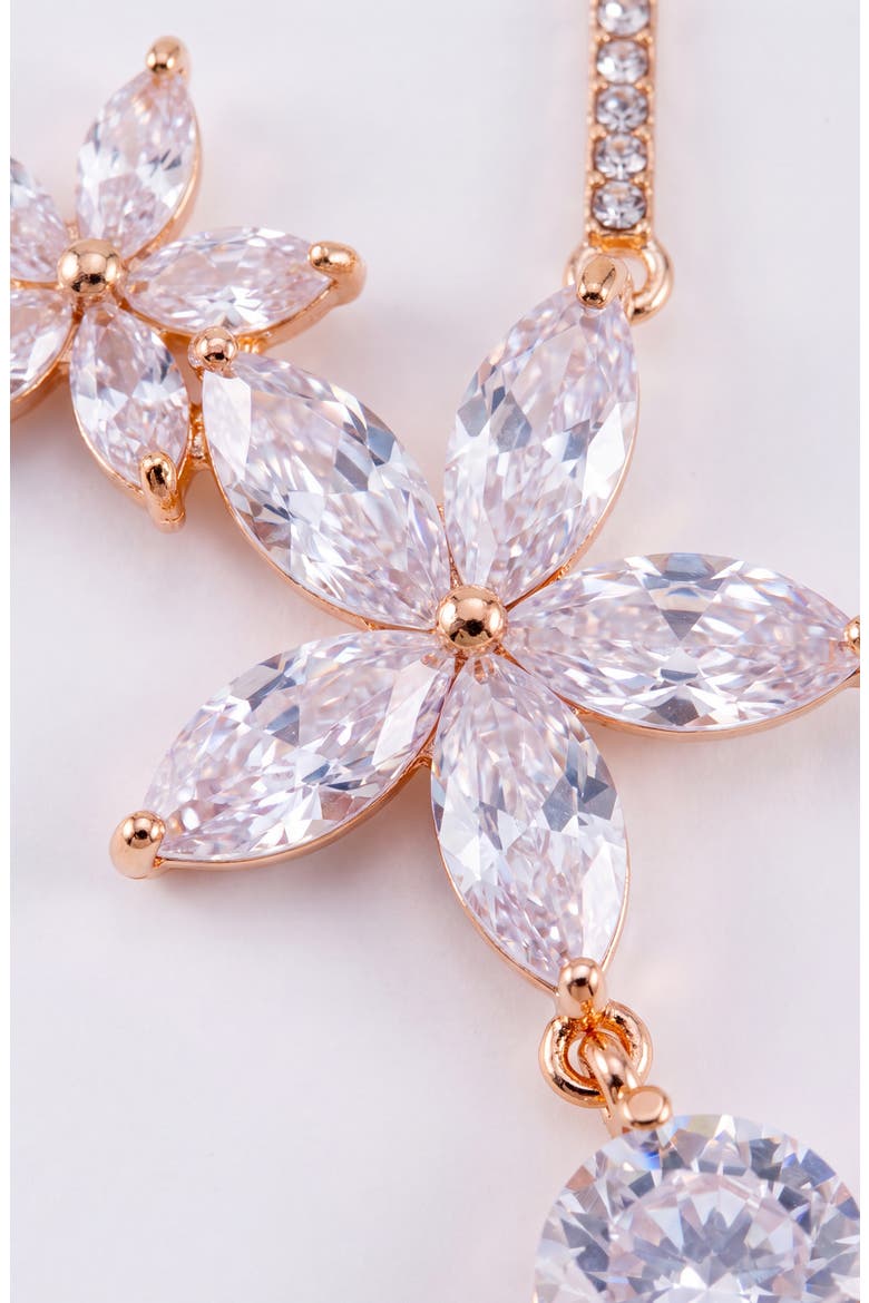 Flower Crystal Necklace & Earrings Set, Alternate, color, Gold