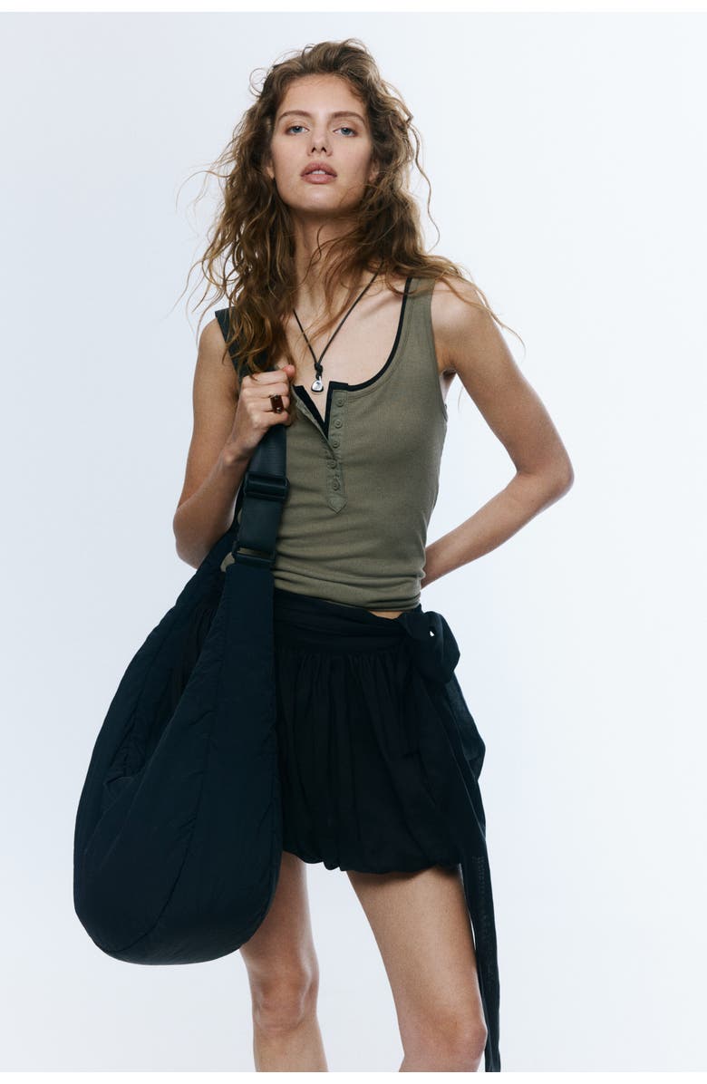 H&M Bubble-hem Skirt, Alternate, color, Black