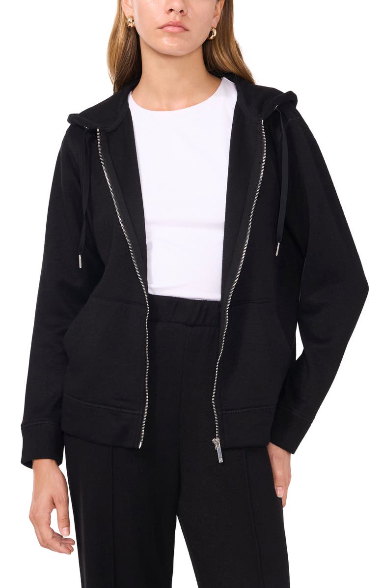 Vince Camuto Zip Front Hoodie, Alternate, color, Rich Black
