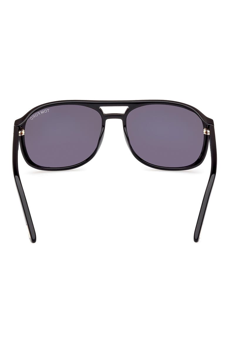 Rosco 58mm Navigator Sunglasses, Alternate, color, SHINY BLACK / LOGO / SMOKE