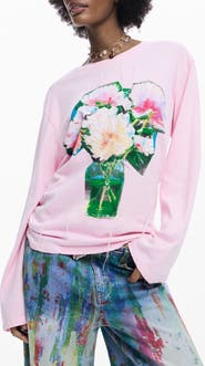 Desigual Floral Long Sleeve Cotton Graphic T-Shirt