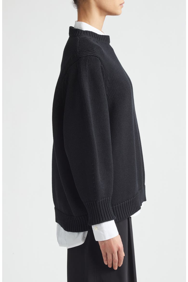 Oversize Organic Cotton Sweater, Alternate, color, BLACK