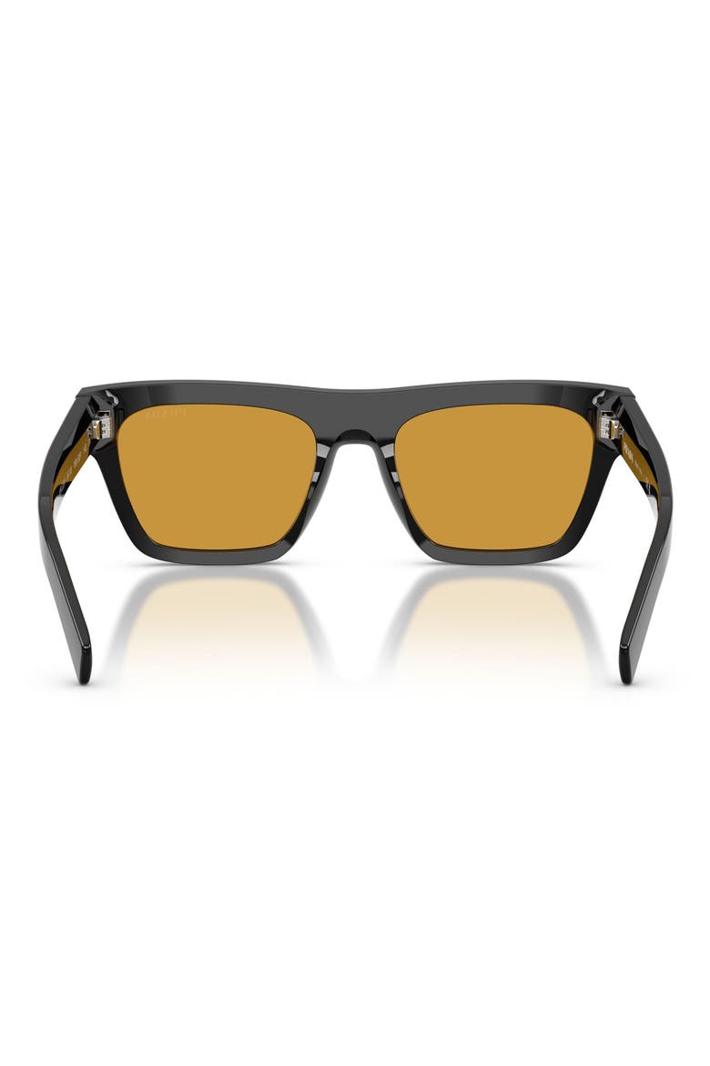 55mm Rectangular Sunglasses, Alternate, color, BLACK / DARK HONEY