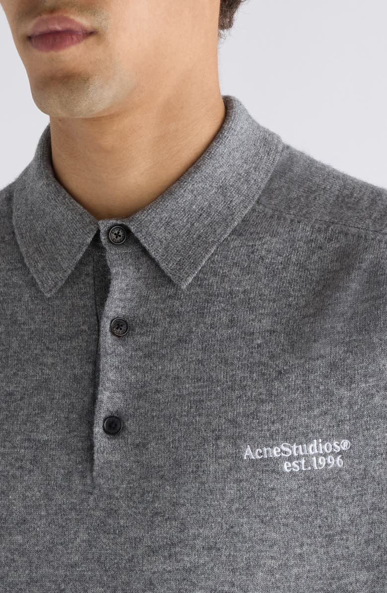 Acne Studios Kluxey Light Richard Yak Hair 
Wool Polo Sweater, Alternate, color, Dark Grey