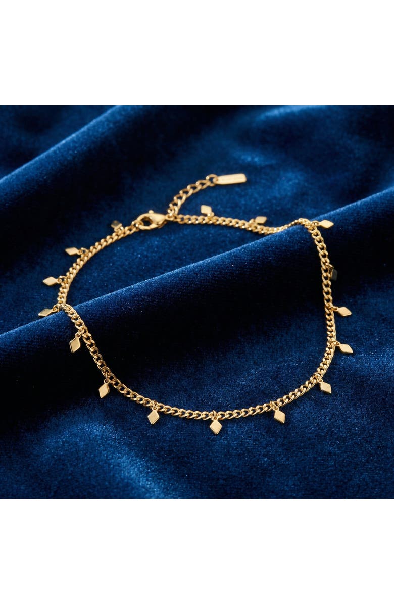 Bliss Diamond Sabrina Anklet 4mm Curb Chain 10" Lobster Clasp 18k Plated gold, Alternate, color, 18K Yellow Gold