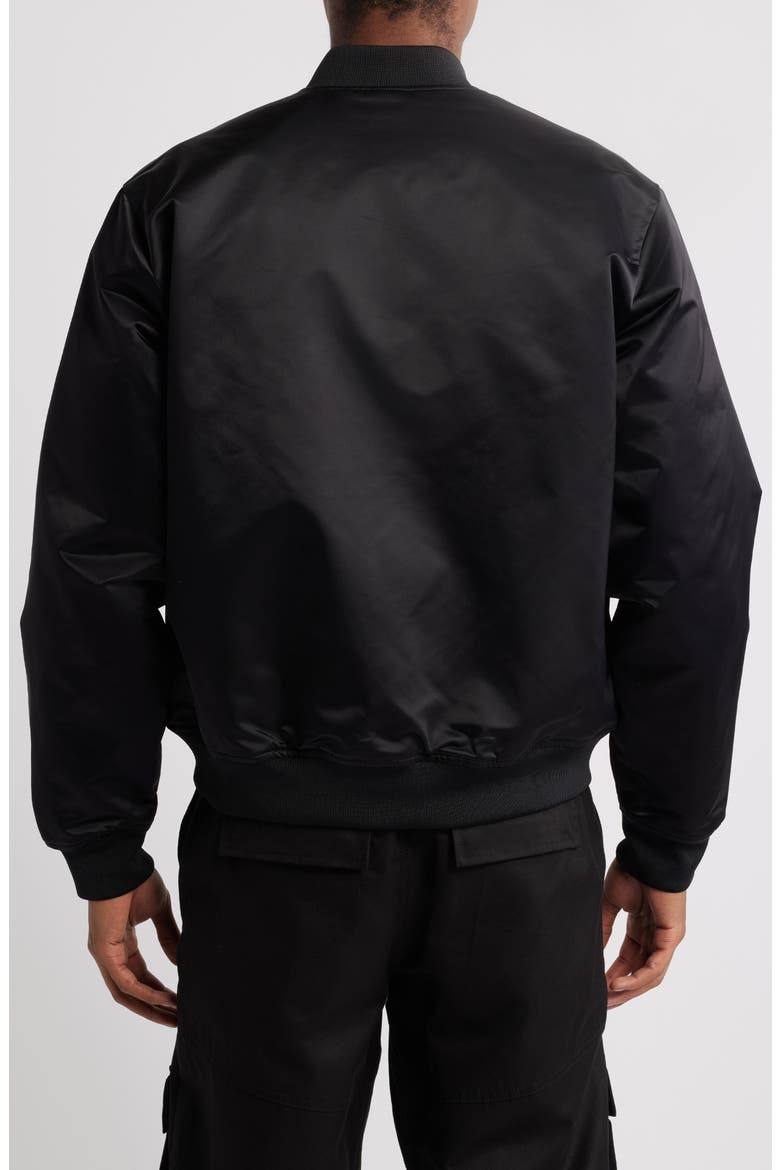 Globetrotter Nylon Satin Bomber Jacket, Alternate, color, BLACK