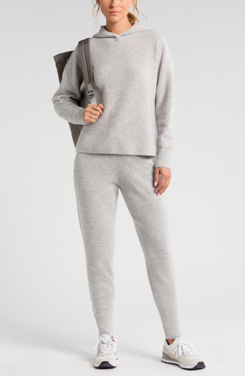 Zella Wool & Cashmere Rib Hoodie, Alternate, color, 