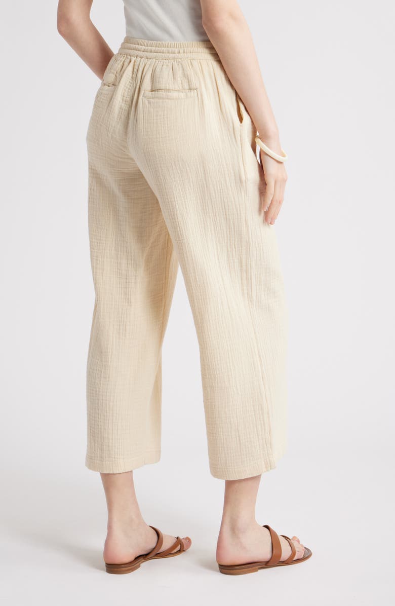 Caslon<sup>®</sup> Wide Leg Crop Cotton Gauze Pants, Alternate, color, Beige Burnt