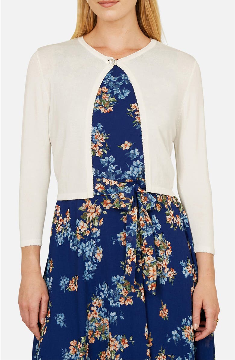 Yumi Diamante Button Cropped Cardigan, Alternate, color, Ivory