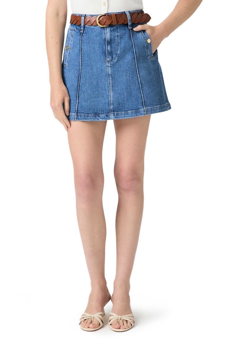 Janelle Pintucked Denim Miniskirt, Main, color, PASSAGE