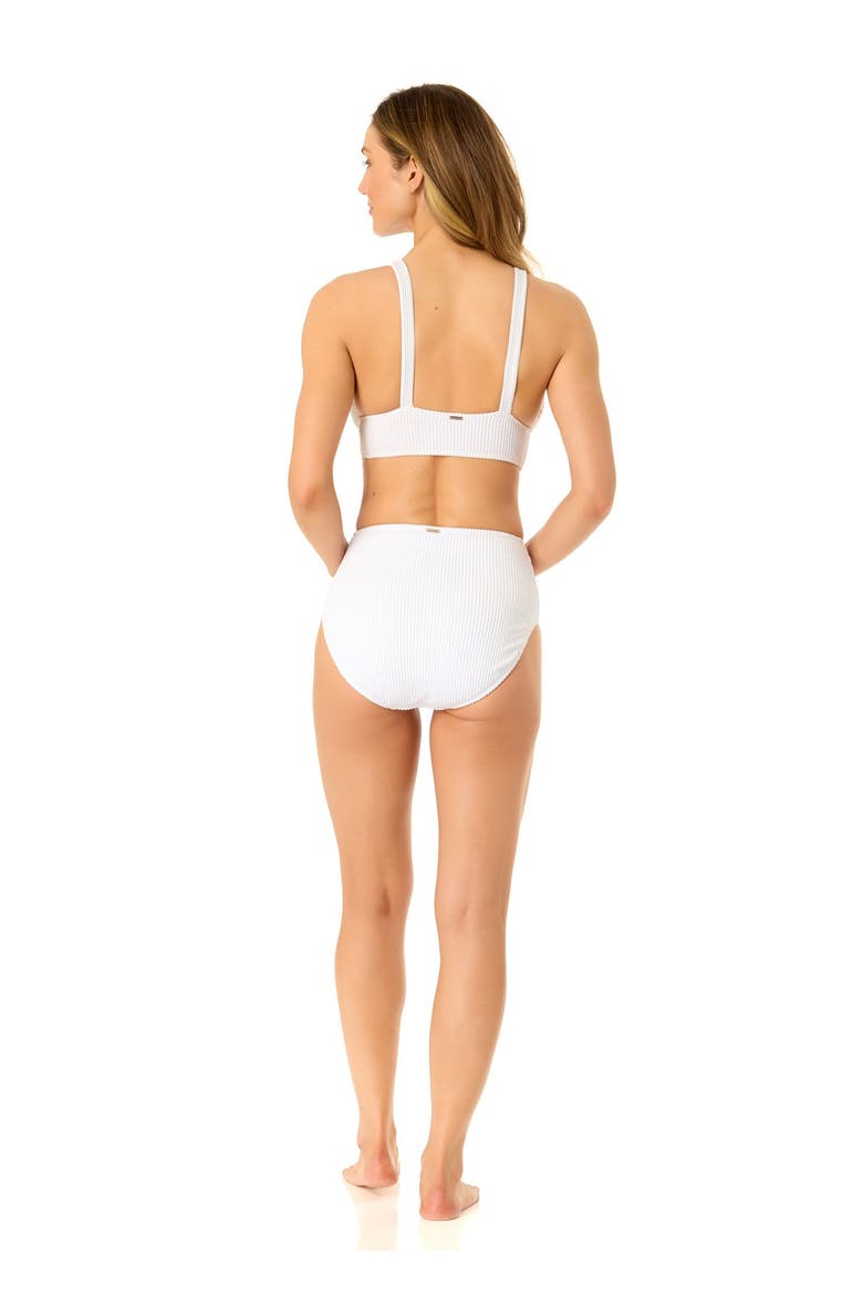 Women's Live In Color Textured Shirred Soft Band Bralette Bikini Swim Top, Alternate, color, White