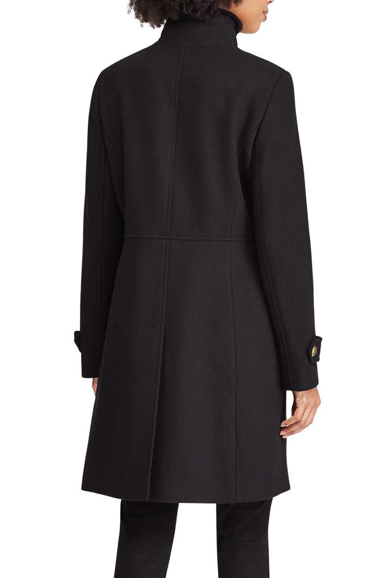 Wool Blend Military Coat, Alternate, color, BLACK