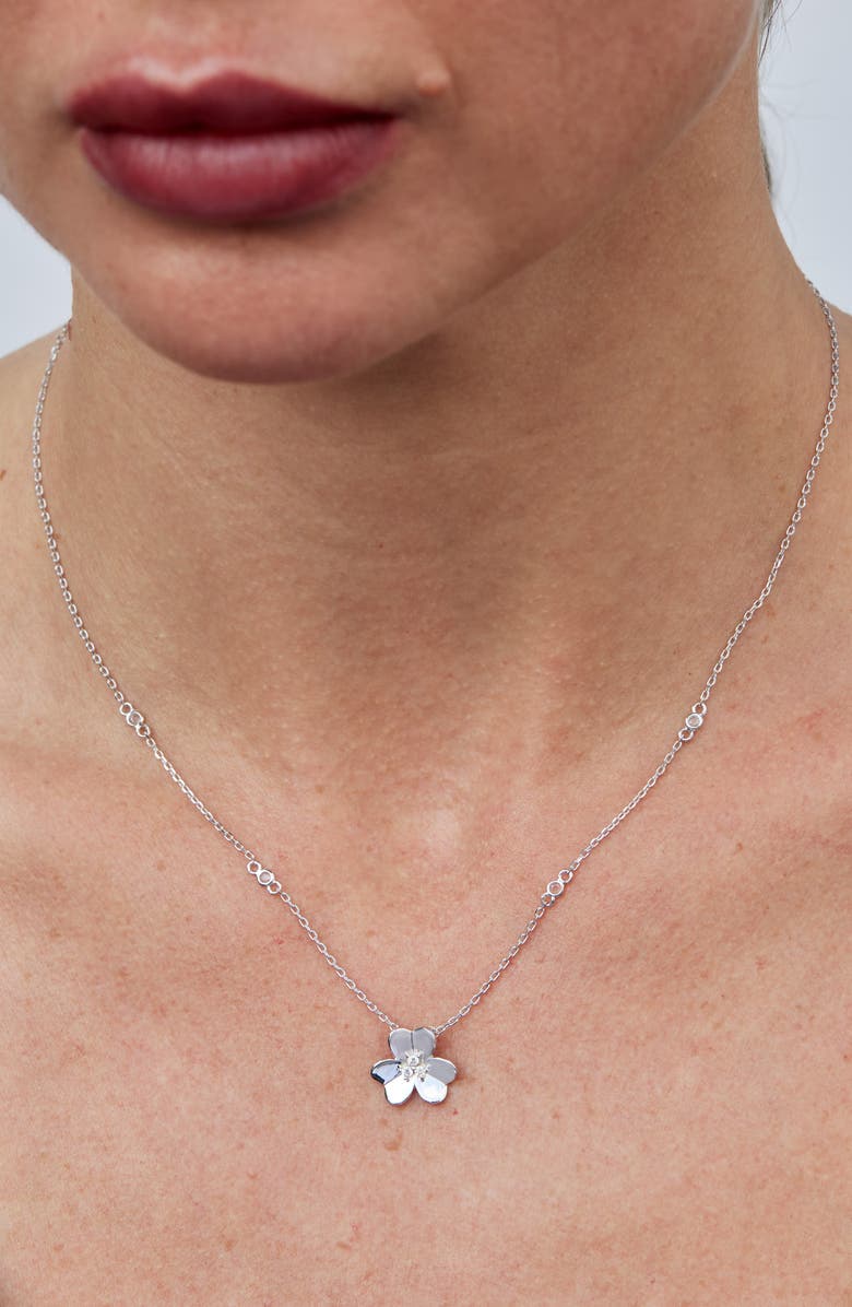 SAVVY CIE JEWELS Clover Pendant Necklace, Alternate, color, White