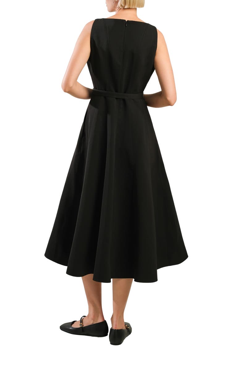 FREEMARKET Seamed Sleeveless Belted Fit & Flare Dress, Alternate, color, Black