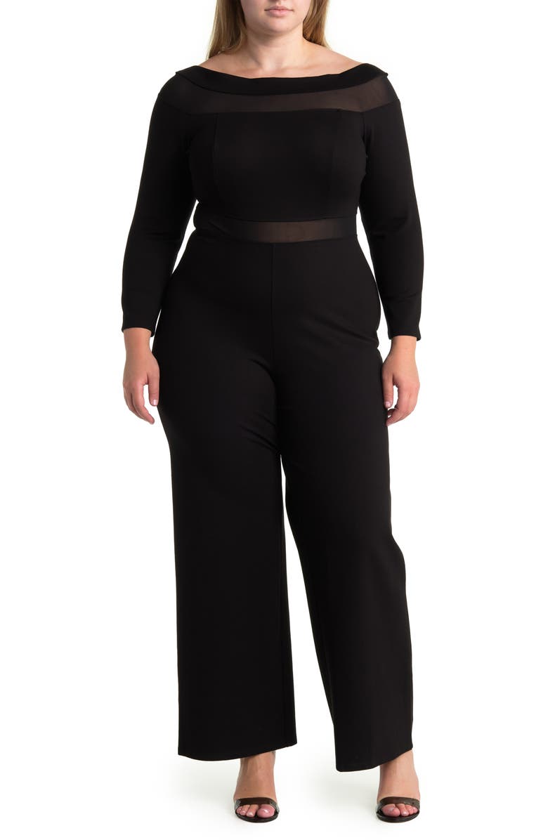 BY DESIGN Coleen Off the Shoulder Jumpsuit, Main, color, Black