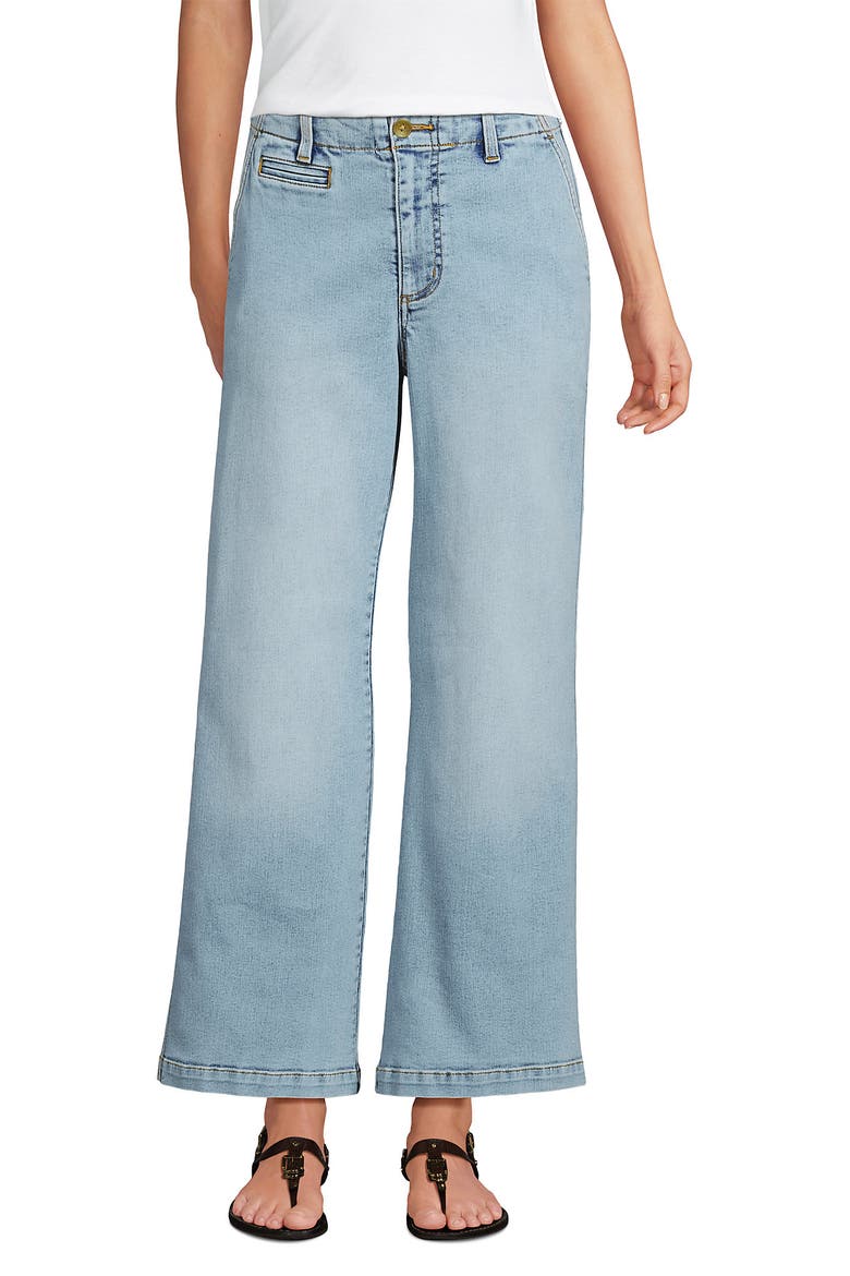 Petite Recover Denim Mid Rise Wide Leg Ankle Jeans, Alternate, color, Breeze Blue Wash