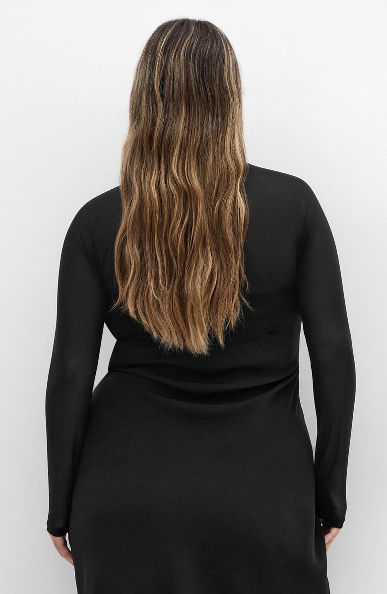 City Chic Sheer Mesh Shrug, Alternate, color, Black