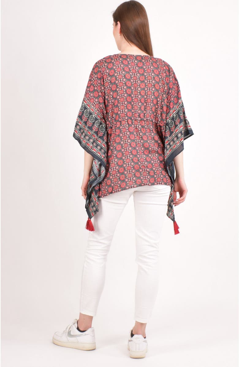 RAAS Yana Embroidered Ajrakh Kaftan Top, Alternate, color, Maroon