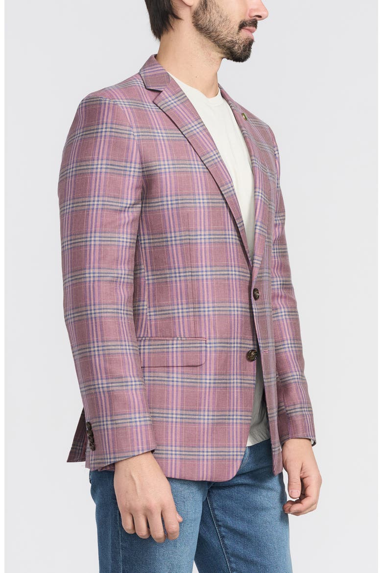 Plaid Wool Blend Sport Coat, Alternate, color, ROSE