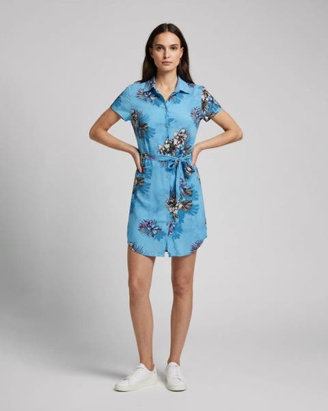 Exotic Floral Womens Shirt Dress
