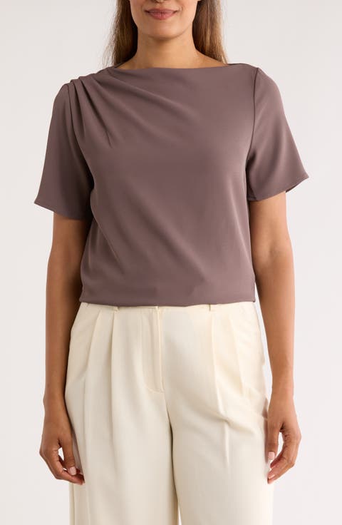 Pleated Shoulder Short Sleeve Top