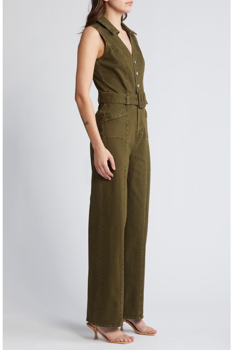 Sasha Belted Denim Jumpsuit, Alternate, color, VINTAGE OLIVE MEADOW