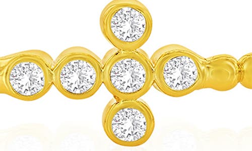 Simona Cubic Zirconia Sideways Cross Bracelet In Gold