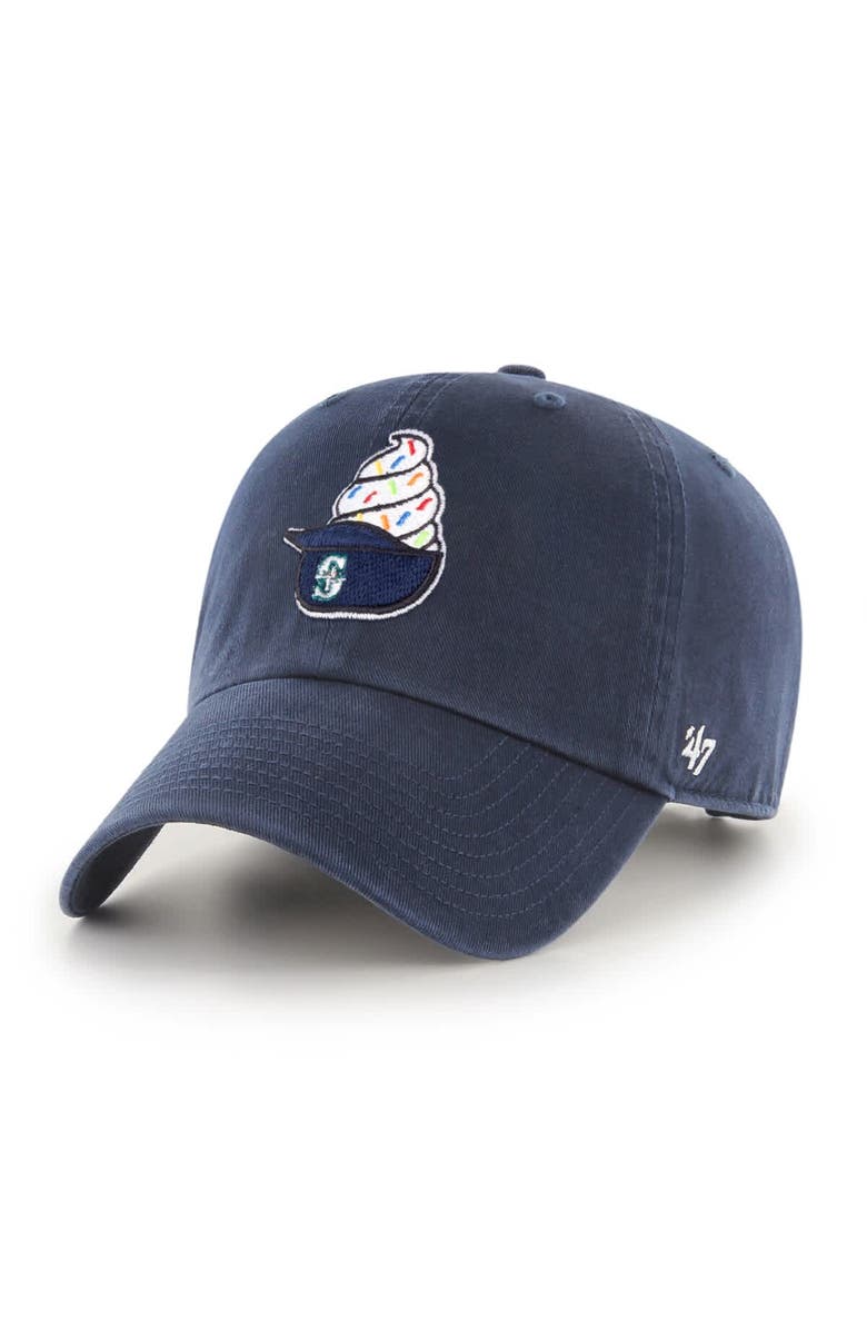 '47 Men's '47 Navy Seattle Mariners Ice Cream Helmet Clean Up Adjustable Hat, Main, color,