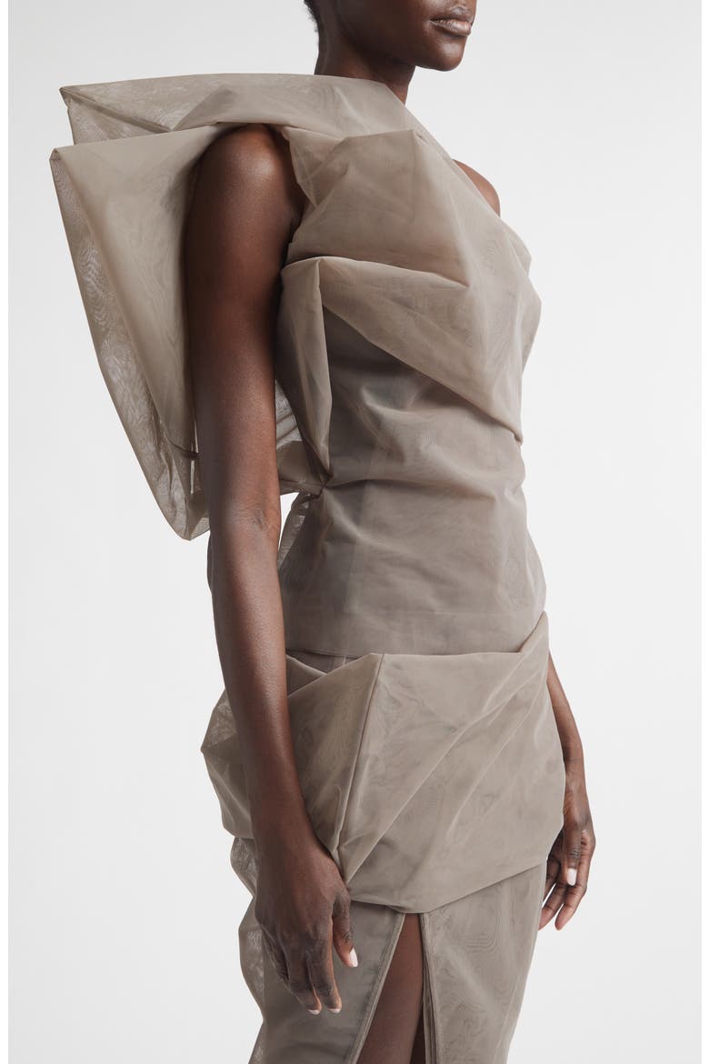 Claudia Sheer Tulle One-Shoulder Top, Alternate, color, DUST