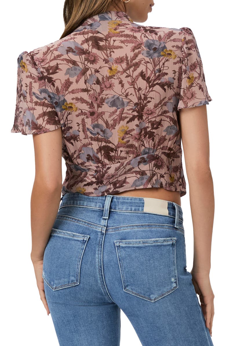 PAIGE Ayla Tie Neck Silk Top, Alternate, color, Dark Primrose Multi