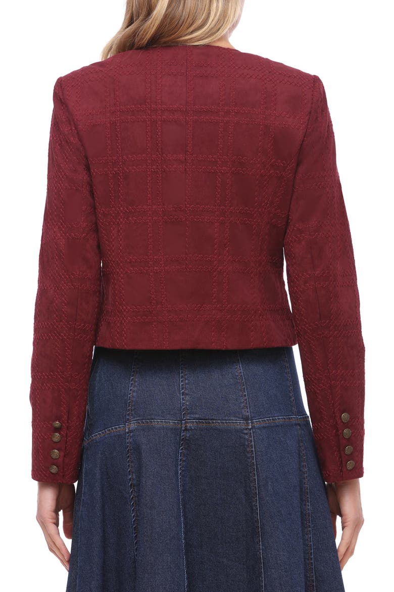 Faux Suede Crop Jacket, Alternate, color, BERRY