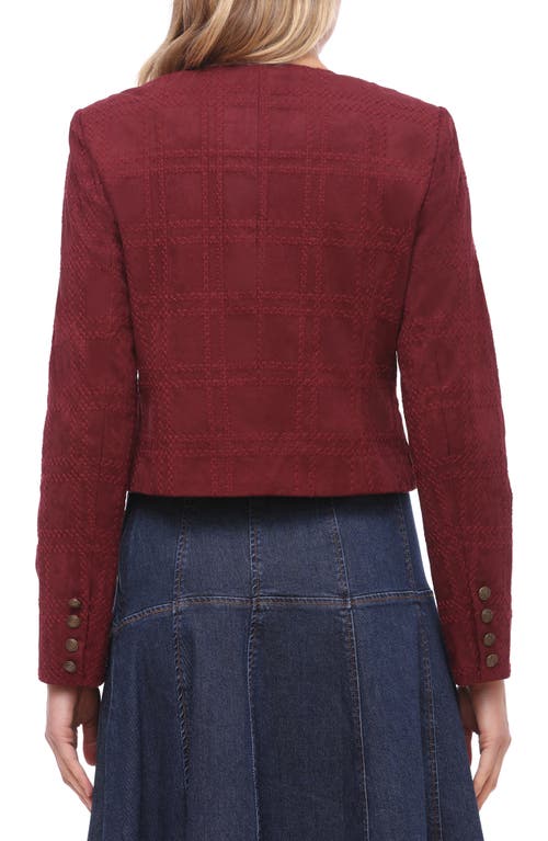 Bagatelle Faux Suede Crop Jacket In Burgundy