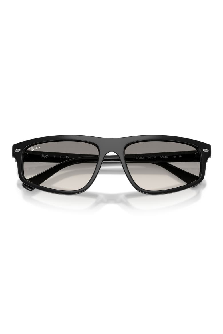 59mm Gradient Geometric Sunglasses, Alternate, color, BLACK / CLEAR GRADIENT GREY