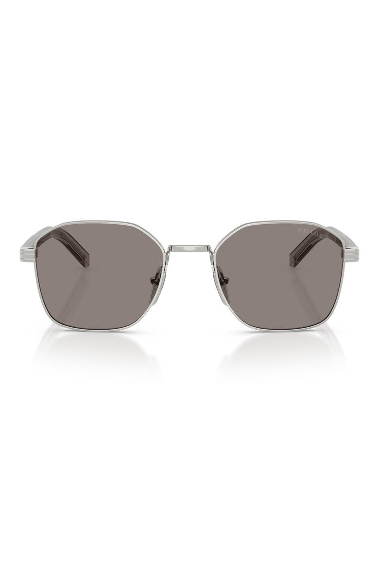 53mm Square Sunglasses, Main, color, SILVER / DARK GREY