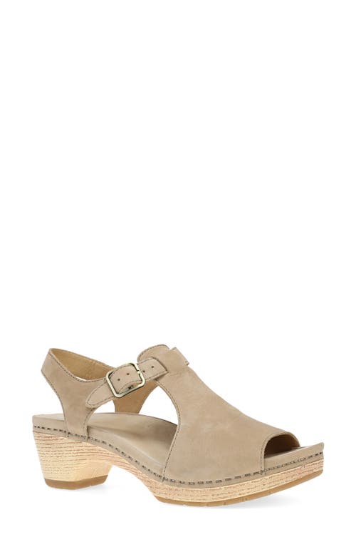 Dansko Laverne Ankle Strap Peep Toe Platform Sandal In Sand Milled Nubuck
