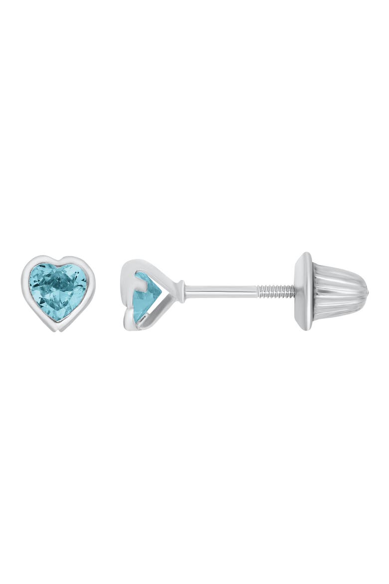 Kids' Heart December Birthstone Stud Earrings, Main, color, LIGHT BLUE