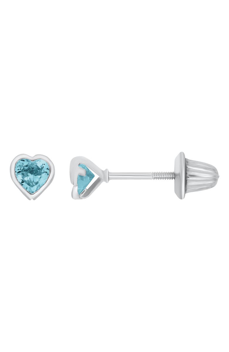 Mignonette Kids' Heart December Birthstone Stud Earrings, Main, color, Light Blue