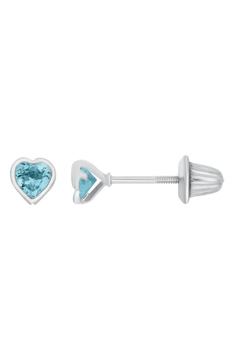 Kids' Heart December Birthstone Stud Earrings