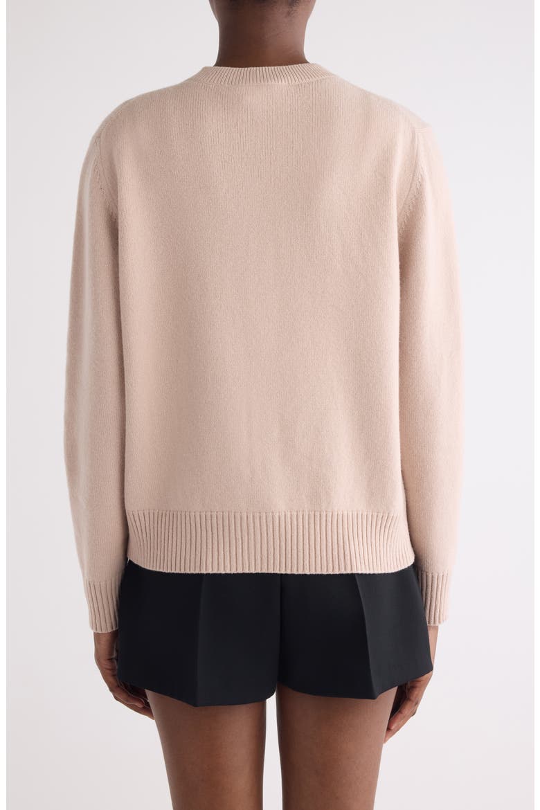 Embroidered Logo Wool & Cashmere Cardigan, Alternate, color, LIGHT PINK