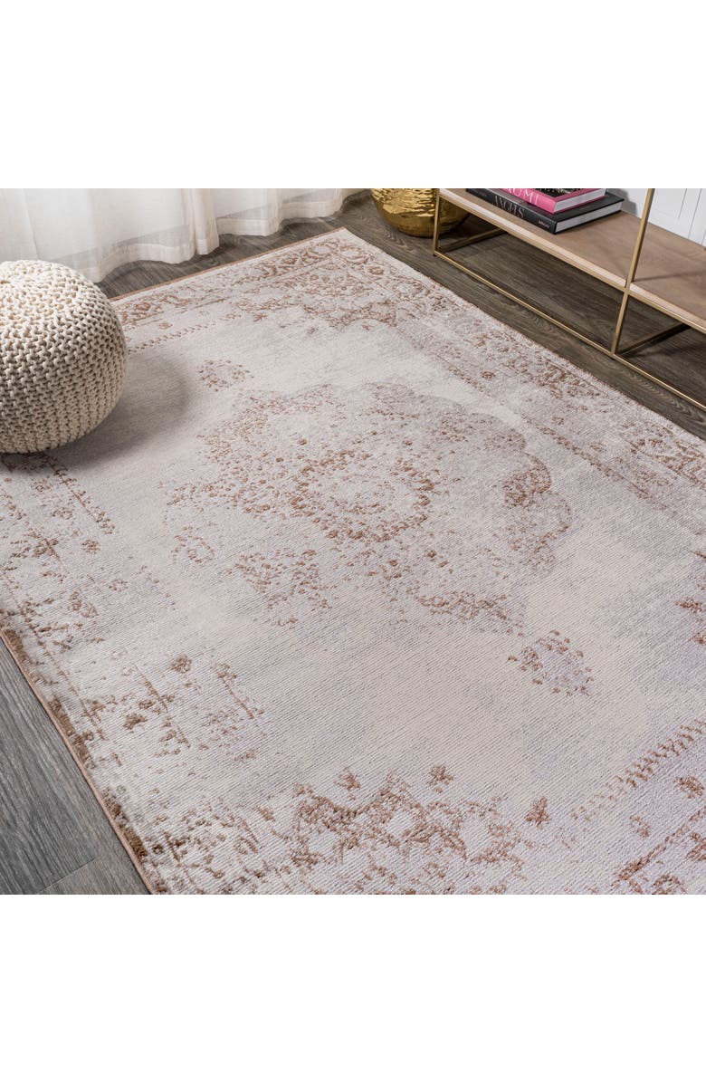 JONATHAN Y Rosalia Cottage Medallion Area Rug, Alternate, color, Brown/Cream