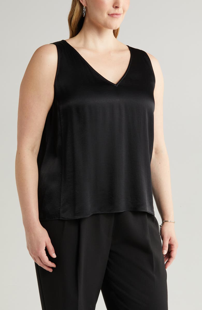 Nordstrom Double V-Neck Tank, Alternate, color, Black