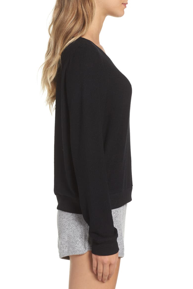 Brushed Hacci Sweatshirt, Alternate, color, BLACK