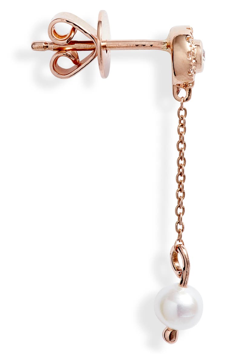 Pearl Ivy Mini Halo Linear Earrings, Alternate, color, ROSE GOLD