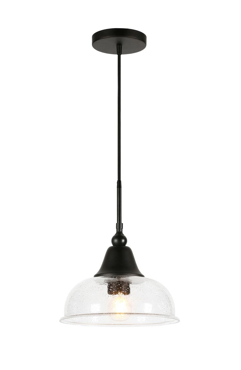 ADDISON AND LANE Magnolia Blackened Bronze Finish & Seeded Glass Pendant, Main, color, 
