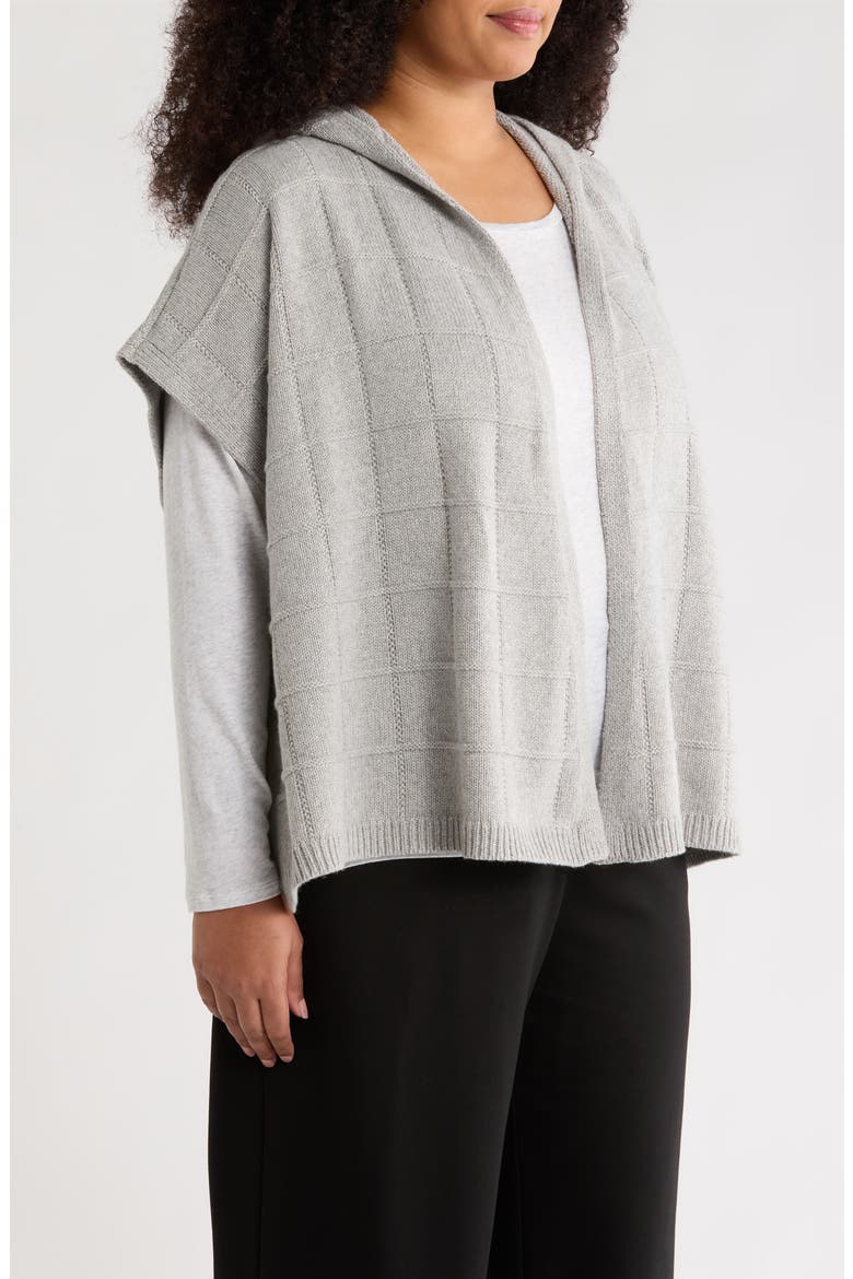 Hooded Open Front Cotton & Recycled Cashmere Poncho, Alternate, color, DARK PEARL